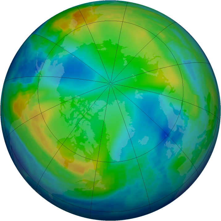 Arctic ozone map for 27 December 1992